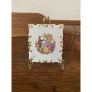 Vintage Limoges Porcelain Wall Plaque With Gold Trim Made In France